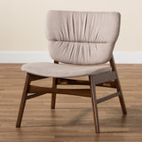 Benito Mid-Century Modern Transitional Fabric Upholstered and Walnut Brown Finished Wood Accent Chair