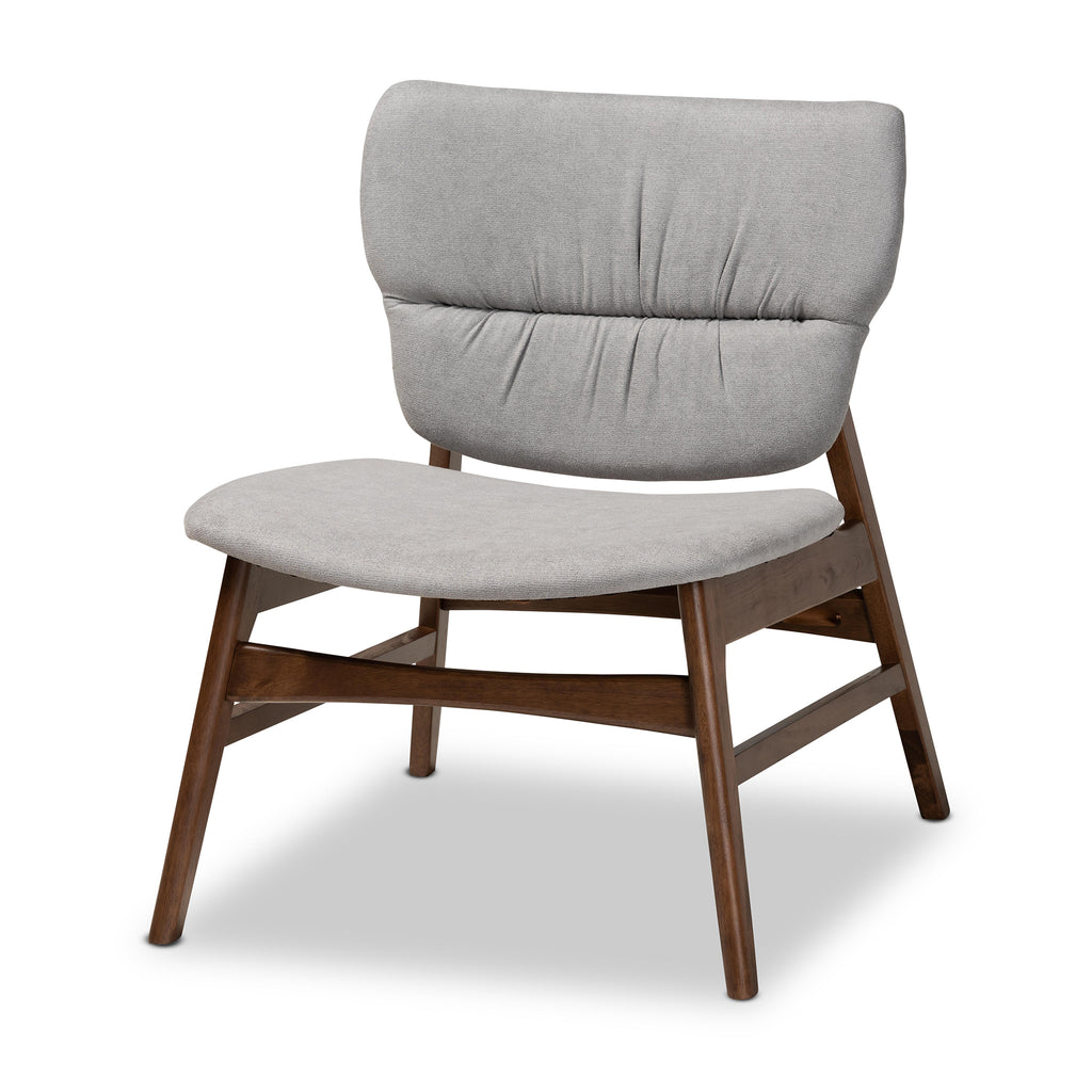Benito Mid-Century Modern Transitional Fabric Upholstered and Walnut Brown Finished Wood Accent Chair