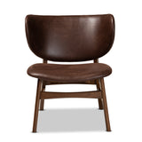 Baxton Studio Marcos Mid-Century Modern Dark Brown Faux Leather Effect and Walnut Brown Finished Wood Living Room Accent Chair