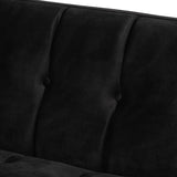 Ambra Glam and Luxe Black Velvet Upholstered and Button Tufted Sofa with Gold-Tone Frame