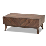 Baxton Studio Hartman Mid-Century Modern Walnut Brown Finished Wood Coffee Table