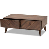 Baxton Studio Hartman Mid-Century Modern Walnut Brown Finished Wood Coffee Table