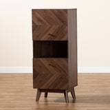 Baxton Studio Hartman Mid-Century Modern Walnut Brown Finished Wood Storage Cabinet
