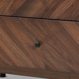 Baxton Studio Hartman Mid-Century Modern Walnut Brown Finished Wood 3-Drawer Storage Chest