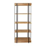 Sagebrook Home Contemporary Wood/metal, 68"h 5-layered Shelf, Brown/black Kd 16645 Brown/black Iron