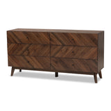 Hartman Mid-Century Modern Walnut Brown Finished Wood 6-Drawer Dresser