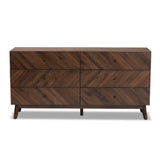 Baxton Studio Hartman Mid-Century Modern Walnut Brown Finished Wood 6-Drawer Dresser