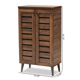 Salma Modern and Contemporary Walnut Brown Finished Wood 2-Door Shoe Storage Cabinet