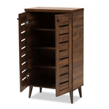 Salma Modern and Contemporary Walnut Brown Finished Wood 2-Door Shoe Storage Cabinet