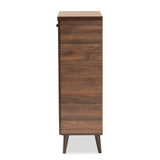 Salma Modern and Contemporary Walnut Brown Finished Wood 2-Door Shoe Storage Cabinet