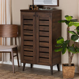 Salma Modern and Contemporary Walnut Brown Finished Wood 2-Door Shoe Storage Cabinet