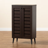 Salma Modern and Contemporary Dark Brown Finished Wood 2-Door Shoe Storage Cabinet