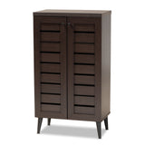 Salma Modern and Contemporary Dark Brown Finished Wood 2-Door Shoe Storage Cabinet