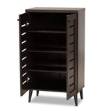 Salma Modern and Contemporary Dark Brown Finished Wood 2-Door Shoe Storage Cabinet