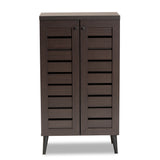 Salma Modern and Contemporary Dark Brown Finished Wood 2-Door Shoe Storage Cabinet