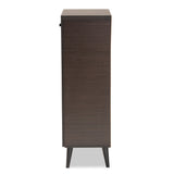 Salma Modern and Contemporary Dark Brown Finished Wood 2-Door Shoe Storage Cabinet