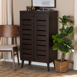 Salma Modern and Contemporary Dark Brown Finished Wood 2-Door Shoe Storage Cabinet