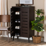 Salma Modern and Contemporary Dark Brown Finished Wood 2-Door Shoe Storage Cabinet