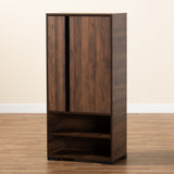 Raina Modern and Contemporary Two-Tone Walnut Brown and Black Finished Wood 2-Door Shoe Storage Cabinet