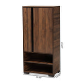 Raina Modern and Contemporary Two-Tone Walnut Brown and Black Finished Wood 2-Door Shoe Storage Cabinet