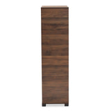 Raina Modern and Contemporary Two-Tone Walnut Brown and Black Finished Wood 2-Door Shoe Storage Cabinet