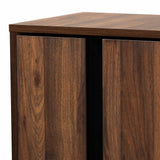 Raina Modern and Contemporary Two-Tone Walnut Brown and Black Finished Wood 2-Door Shoe Storage Cabinet