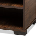 Raina Modern and Contemporary Two-Tone Walnut Brown and Black Finished Wood 2-Door Shoe Storage Cabinet