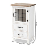 Baxton Studio Faron Classic and Traditional Farmhouse Two-Tone Distressed White and Oak Brown Finished Wood 2-Drawer Storage Cabinet