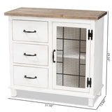 Baxton Studio Faron Classic and Traditional Farmhouse Two-Tone Distressed White and Oak Brown Finished Wood 3-Drawer Storage Cabinet