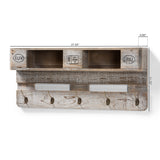 Baxton Studio Ferguson Vintage Rustic Whitewashed Grey Oak Finished Wood Wall Mounted Coat Rack with Shelves