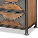 Baxton Studio Laurel Rustic Industrial Antique Grey Finished Metal and Whitewashed Oak Brown Finished Wood 5-Drawer Accent Storage Cabinet