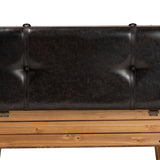 Baxton Studio Amena Rustic Transitional Dark Brown PU Leather Upholstered and Oak Finished Wood Large Storage Ottoman