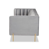 Maia Contemporary Glam and Luxe Velvet Fabric Upholstered and Gold Finished Metal Sofa