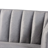 Maia Contemporary Glam and Luxe Velvet Fabric Upholstered and Gold Finished Metal Sofa