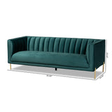 Maia Contemporary Glam and Luxe Velvet Fabric Upholstered and Gold Finished Metal Sofa