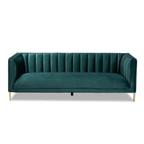 Maia Contemporary Glam and Luxe Velvet Fabric Upholstered and Gold Finished Metal Sofa