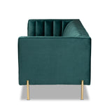 Maia Contemporary Glam and Luxe Velvet Fabric Upholstered and Gold Finished Metal Sofa