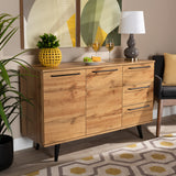 Radley Modern and Contemporary Transitional Oak Brown Finished Wood 3-Drawer Sideboard Buffet