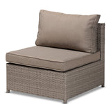 Baxton Studio Haina Modern and Contemporary Grey Fabric Upholstered and Grey Finished Synthetic Rattan 6-Piece Patio Set