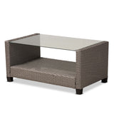 Darian Modern and Contemporary Grey Fabric Upholstered and Grey Synthetic Rattan 4-Piece Patio Set