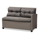 Darian Modern and Contemporary Grey Fabric Upholstered and Grey Synthetic Rattan 4-Piece Patio Set