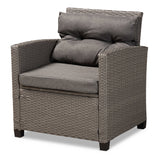 Darian Modern and Contemporary Grey Fabric Upholstered and Grey Synthetic Rattan 4-Piece Patio Set