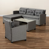 Darian Modern and Contemporary Grey Fabric Upholstered and Grey Synthetic Rattan 4-Piece Patio Set