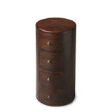 Liam Solid Wood End Table with 4 Drawers, Antique-Brass Hardware, Perfect for Stylish Storage