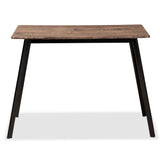 Calder Mid-Century Modern Walnut Brown Finished Wood and Black Metal Dining Table