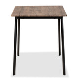 Calder Mid-Century Modern Walnut Brown Finished Wood and Black Metal Dining Table