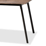 Calder Mid-Century Modern Walnut Brown Finished Wood and Black Metal Dining Table