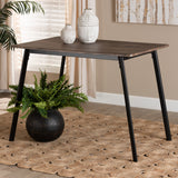 Calder Mid-Century Modern Walnut Brown Finished Wood and Black Metal Dining Table