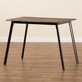 Calder Mid-Century Modern Walnut Brown Finished Wood and Black Metal Dining Table