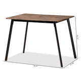 Calder Mid-Century Modern Walnut Brown Finished Wood and Black Metal Dining Table